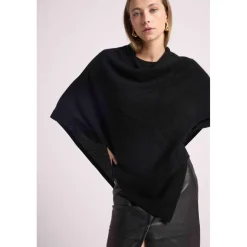 Cape poncho femme ZARINA en cachemire noir