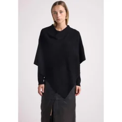 Cape poncho femme ZARINA en cachemire noir