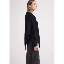Cape poncho femme ZARINA en cachemire noir