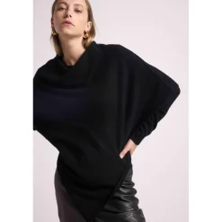 Cape poncho femme ZARINA en cachemire noir