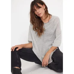 Cape poncho femme ZARINA en cachemire gris perle