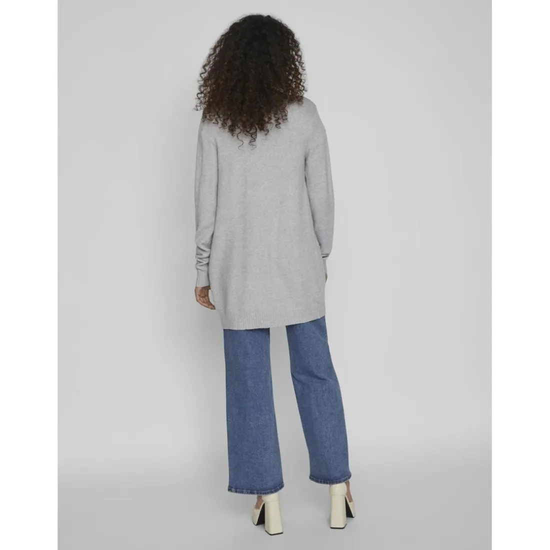 Cardigan col fendu gris en viscose Faye