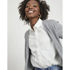 Cardigan col fendu gris en viscose Ida