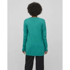 Cardigan col fendu turquoise en viscose Vivi