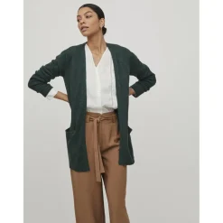 Cardigan col fendu vert en viscose Sloan