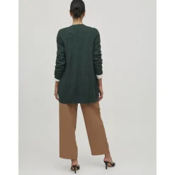 Cardigan col fendu vert en viscose Sloan