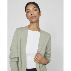 Cardigan col fendu vert en viscose Clara