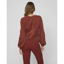 Cardigan en maille poignets côtelés col en v marron foncé Sloan