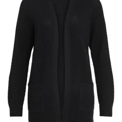 Cardigan en maille poignets côtelés col en v Lucie noir