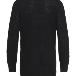 Cardigan en maille poignets côtelés col en v Lucie noir