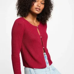 Cardigan femme rouge en coton modal