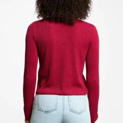 Cardigan femme rouge en coton modal