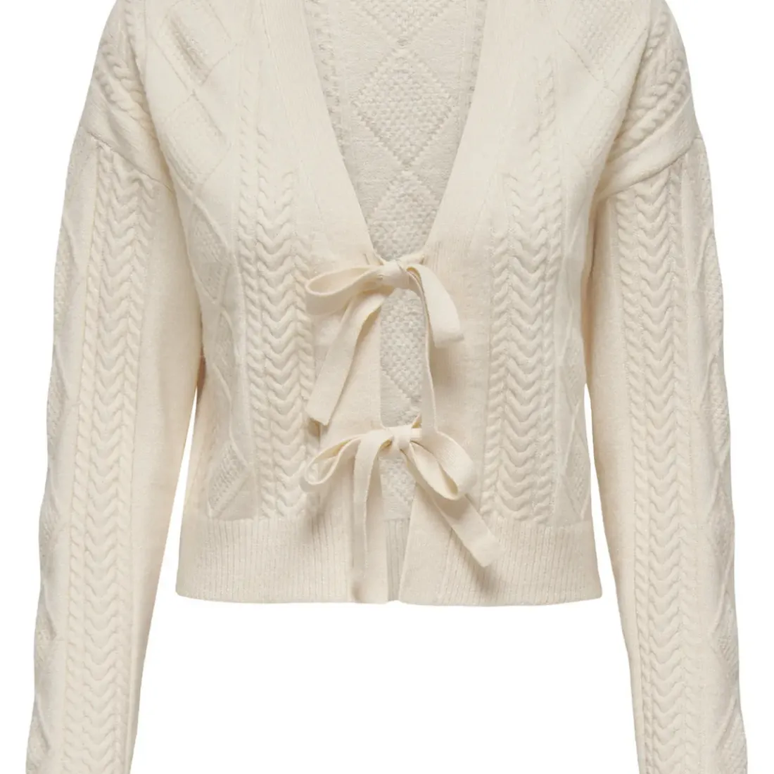 Cardigan Onlfias à noeud - Blanc cassé en viscose Eva