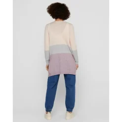 Cardigans en maille Rayures Col en V Manches longues Coupe plus longue beige Fern
