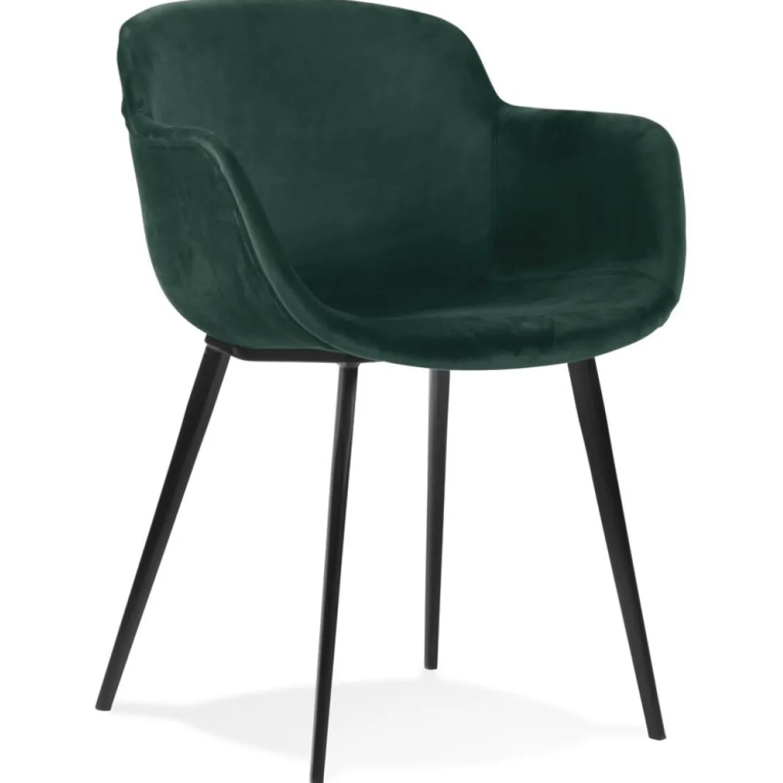 Chaise avec accoudoirs 'ARMADA' en velours vert