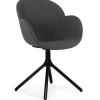Chaise avec accoudoirs 'LIBRA' en tissu gris foncé et métal noir