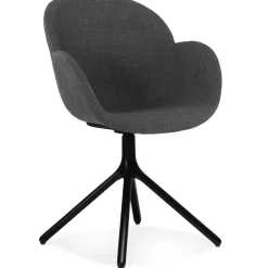 Chaise avec accoudoirs 'LIBRA' en tissu gris foncé et métal noir