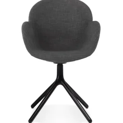 Chaise avec accoudoirs 'LIBRA' en tissu gris foncé et métal noir
