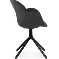 Chaise avec accoudoirs 'LIBRA' en tissu gris foncé et métal noir