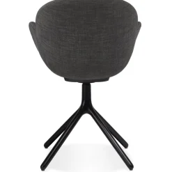 Chaise avec accoudoirs 'LIBRA' en tissu gris foncé et métal noir
