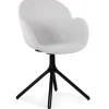 Chaise avec accoudoirs 'LIBRA' en tissu gris clair et métal noir