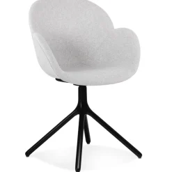 Chaise avec accoudoirs 'LIBRA' en tissu gris clair et métal noir