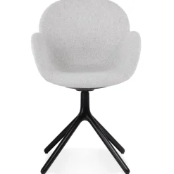 Chaise avec accoudoirs 'LIBRA' en tissu gris clair et métal noir