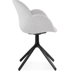 Chaise avec accoudoirs 'LIBRA' en tissu gris clair et métal noir