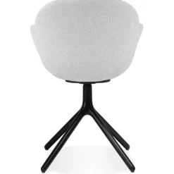 Chaise avec accoudoirs 'LIBRA' en tissu gris clair et métal noir