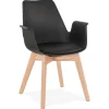 Chaise avec accoudoirs 'MISTRAL' noire style scandinave
