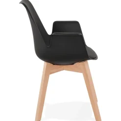 Chaise avec accoudoirs 'MISTRAL' noire style scandinave