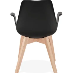 Chaise avec accoudoirs 'MISTRAL' noire style scandinave