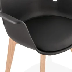 Chaise avec accoudoirs 'MISTRAL' noire style scandinave