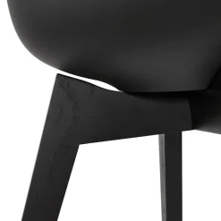 Chaise avec accoudoirs 'MISTRAL' noire avec pieds en bois noir