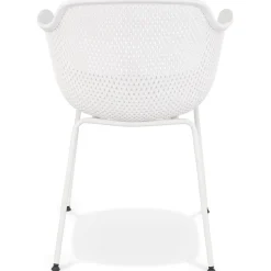 Chaise avec accoudoirs perforée 'DRAK' blanche