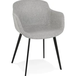 Chaise avec accoudoirs 'RIGA' en tissu gris clair