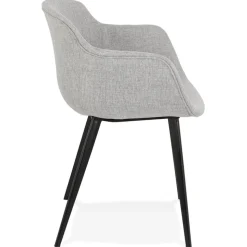 Chaise avec accoudoirs 'RIGA' en tissu gris clair