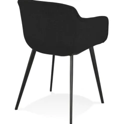 Chaise avec accoudoirs 'RIGA' en tissu noir
