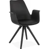 Chaise avec accoudoirs 'ZALIK' noire avec pieds en bois noir