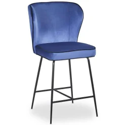 Chaise de bar ELSA Velours Bleu