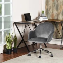 Chaise de bureau ajustable à roulettes en velours chiozza Gris