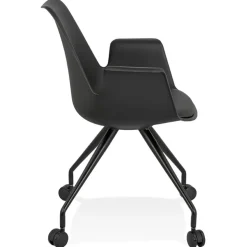 Chaise de bureau avec accoudoirs 'SPLIT' noire sur roulettes