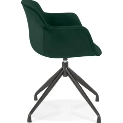 Chaise design avec accoudoirs 'GRAPIN' en velours vert