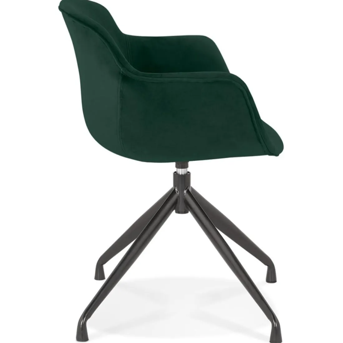 Chaise design avec accoudoirs 'GRAPIN' en velours vert
