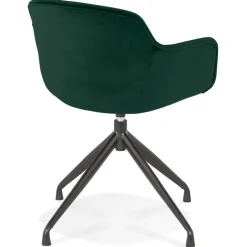 Chaise design avec accoudoirs 'GRAPIN' en velours vert
