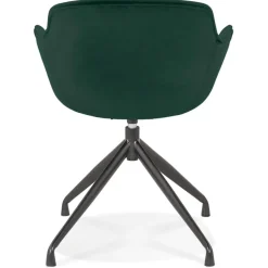Chaise design avec accoudoirs 'GRAPIN' en velours vert