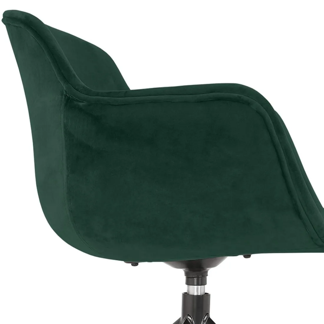 Chaise design avec accoudoirs 'GRAPIN' en velours vert
