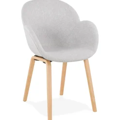 Chaise design avec accoudoirs 'SAMY' en tissu gris clair style scandinave