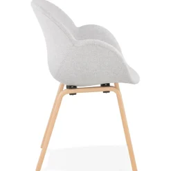 Chaise design avec accoudoirs 'SAMY' en tissu gris clair style scandinave
