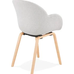 Chaise design avec accoudoirs 'SAMY' en tissu gris clair style scandinave